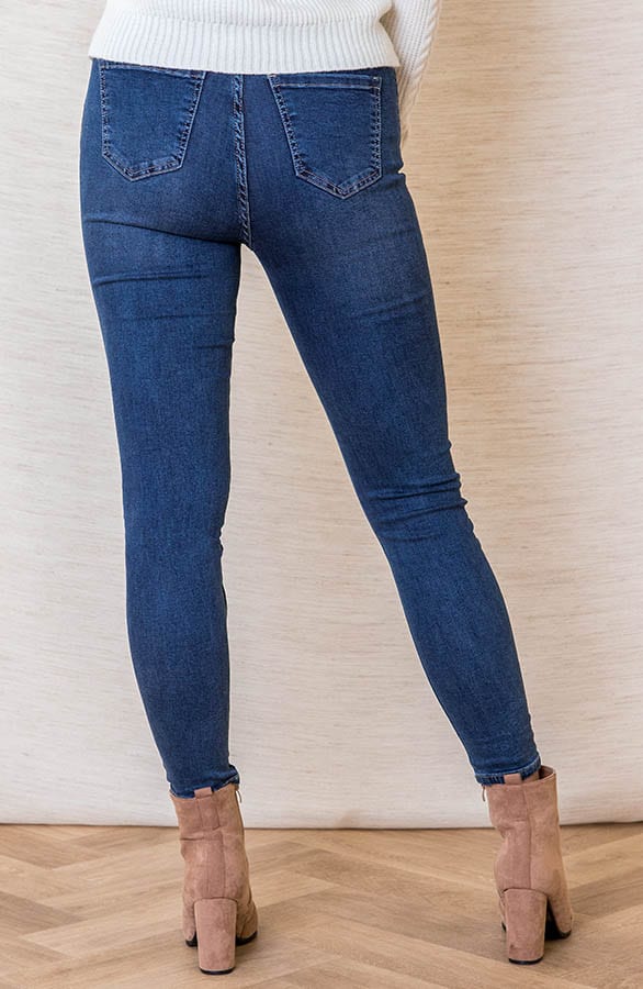 Hoge Taille Skinny Jeans Izzy Donkerblauw – shoparchief — foto 3