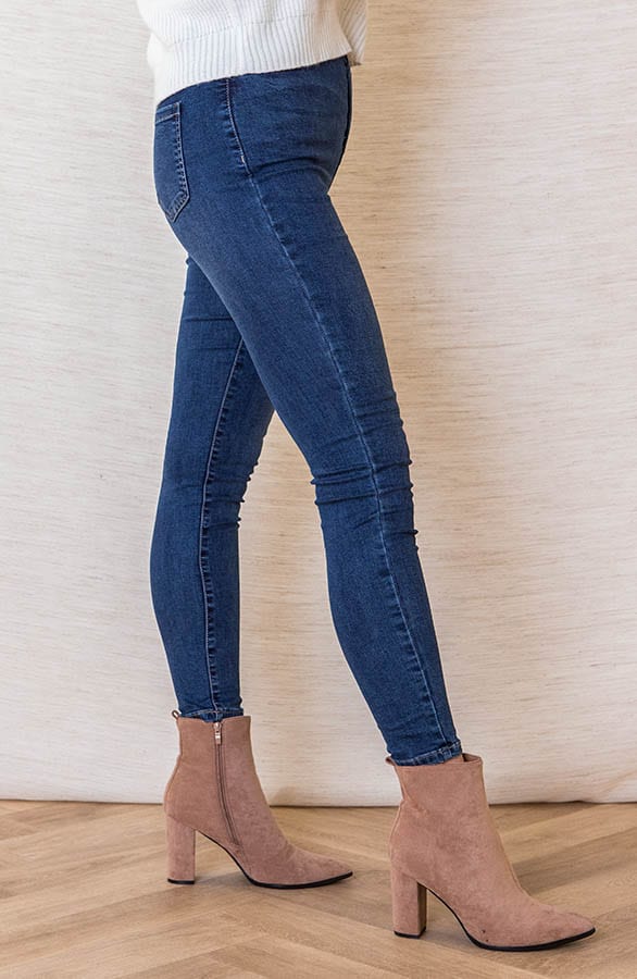 Hoge Taille Skinny Jeans Izzy Donkerblauw – shoparchief — foto 2