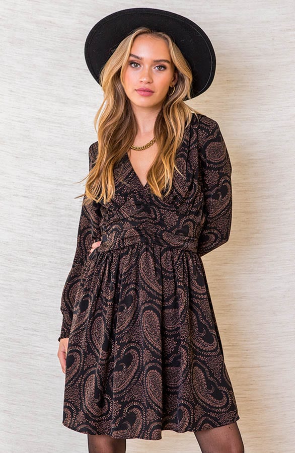 Jurk Met Paisley Print Jolene Zwart – shoparchief