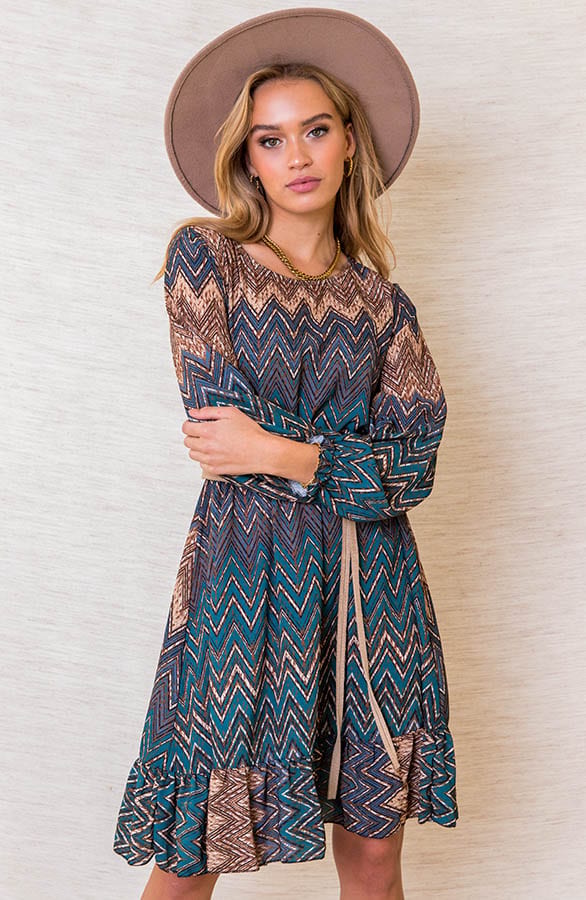 Jurk Met Wavy Print Leanne Blauw – shoparchief — foto 2