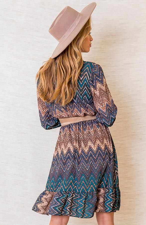 Jurk Met Wavy Print Leanne Blauw – shoparchief — foto 4
