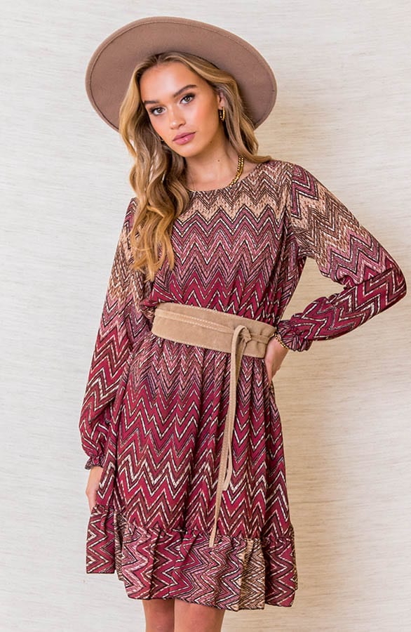 Jurk Met Wavy Print Leanne Roze – shoparchief