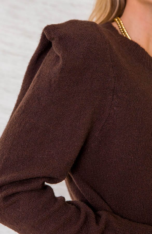 Knitted Shoulder Sweater Joann Choco – shoparchief — foto 4
