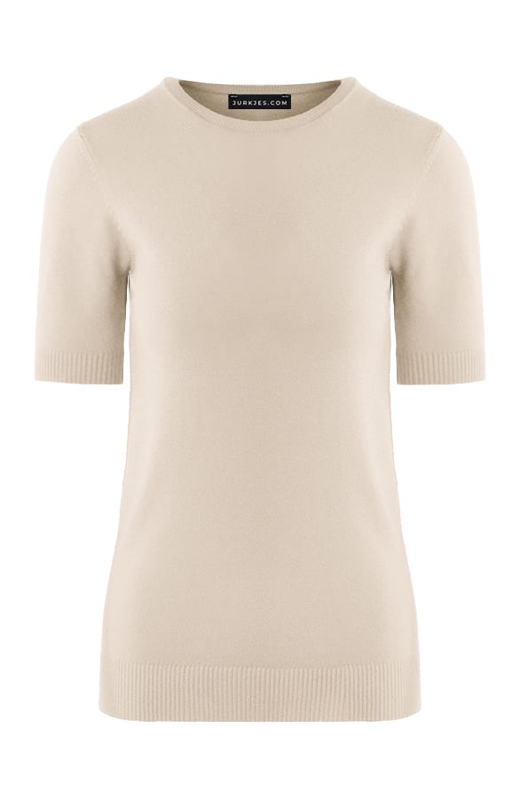 Korte Mouwen Stretch Top April Beige – shoparchief