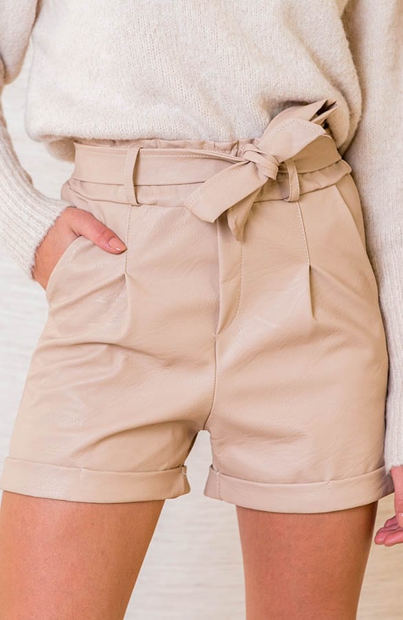 Leren Shorts Nynke Beige – shoparchief