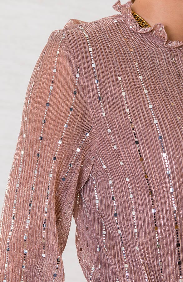 Limited Plissé Lurex Jurk Emely Roze – shoparchief — foto 4
