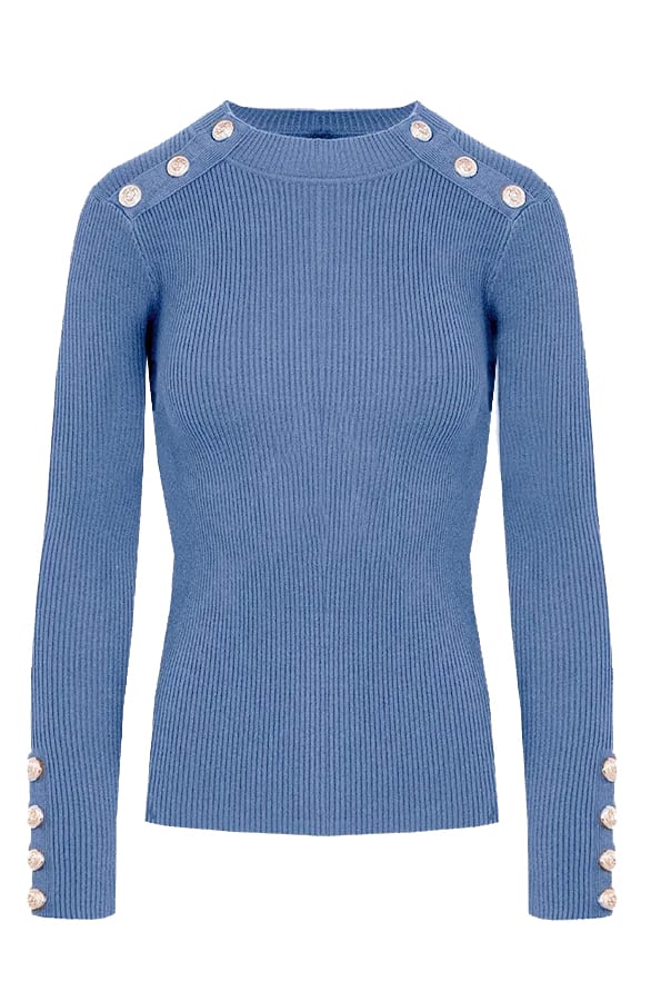 Longsleeve Stretch Trui Suzanne Jeansblauw – shoparchief