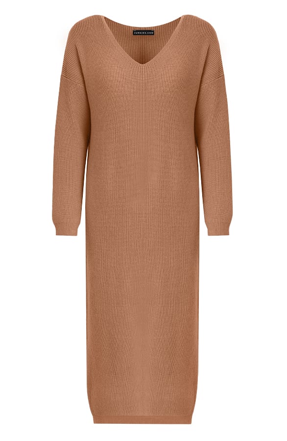 Midi Gebreide Jurk Lori Camel – shoparchief — foto 5
