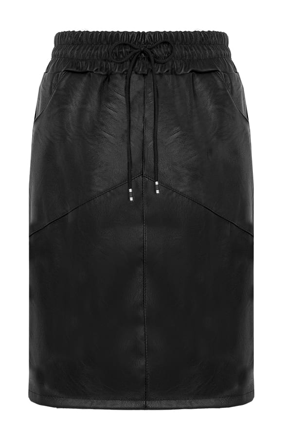 Midi Leren Rok Shelley Zwart – shoparchief — foto 6