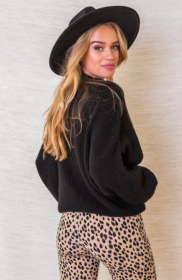 Oversized Gebreide Trui Leona Zwart – shoparchief — foto 3