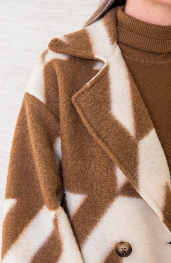 Oversized Jas Geblokt Rosa Camel Ecru – shoparchief — foto 2