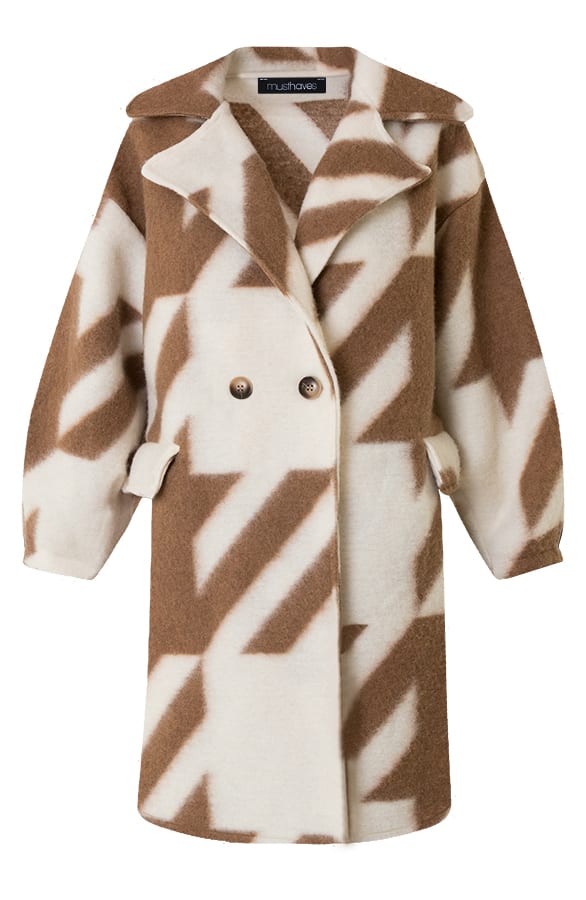Oversized Jas Geblokt Rosa Camel Ecru – shoparchief