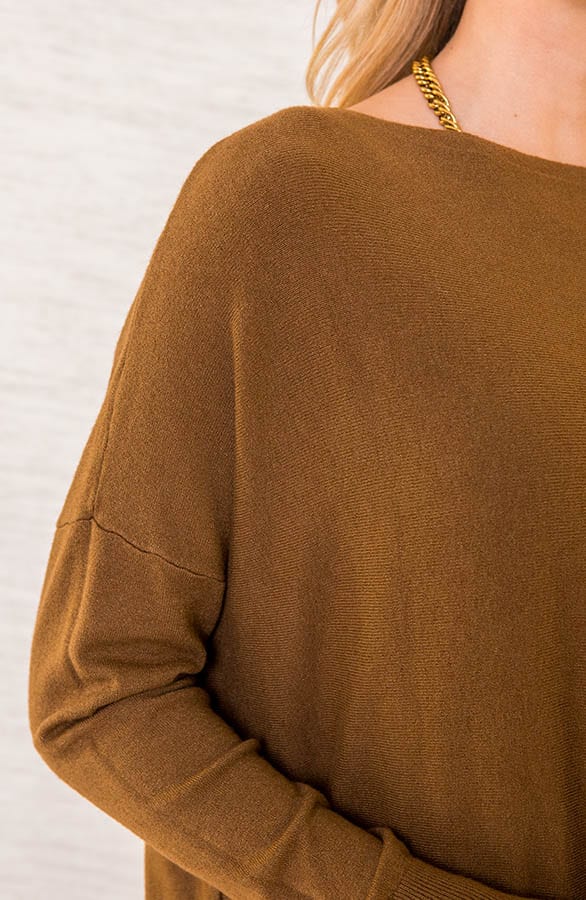 Oversized Jurk Met Knopen Faith Cognac – shoparchief — foto 4