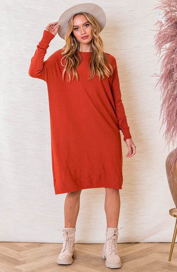Oversized Jurk Met Knopen Faith Terracotta – shoparchief