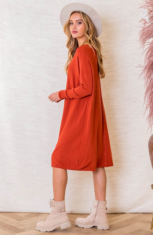 Oversized Jurk Met Knopen Faith Terracotta – shoparchief — foto 2