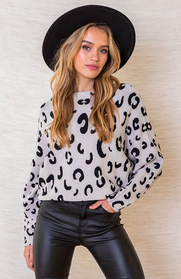 Oversized Leopard Trui Aïda Creme Zwart – shoparchief