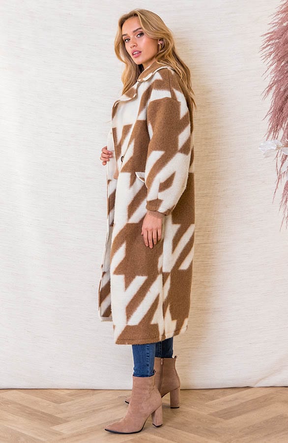 Oversized Long Coat Raven Camel Ecru – shoparchief — foto 2