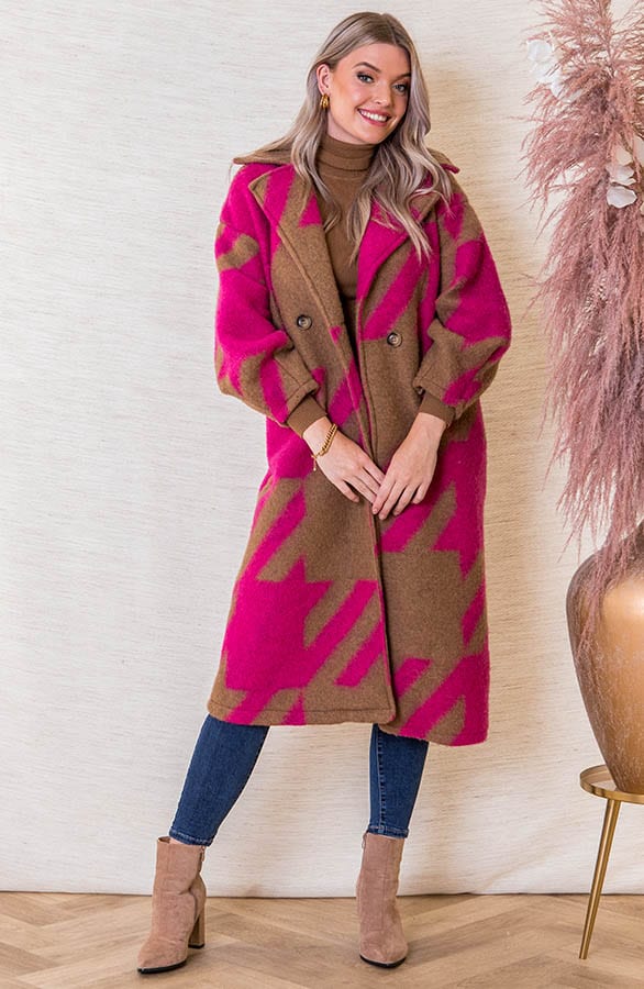 Oversized Long Coat Raven Camel Roze – shoparchief
