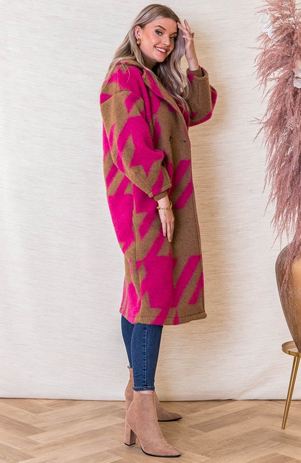 Oversized Long Coat Raven Camel Roze – shoparchief — foto 2