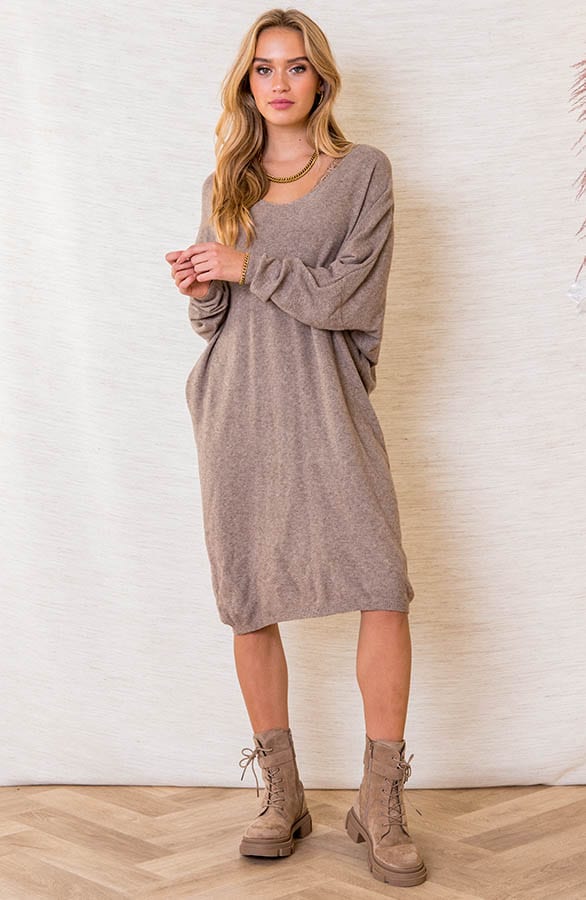 Oversized Sweater Dress Rosanne Taupe – shoparchief