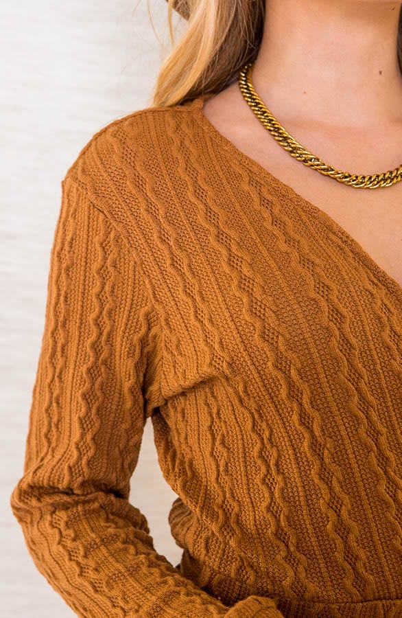 Overslag Strik Jurk Britney Cognac – shoparchief — foto 5