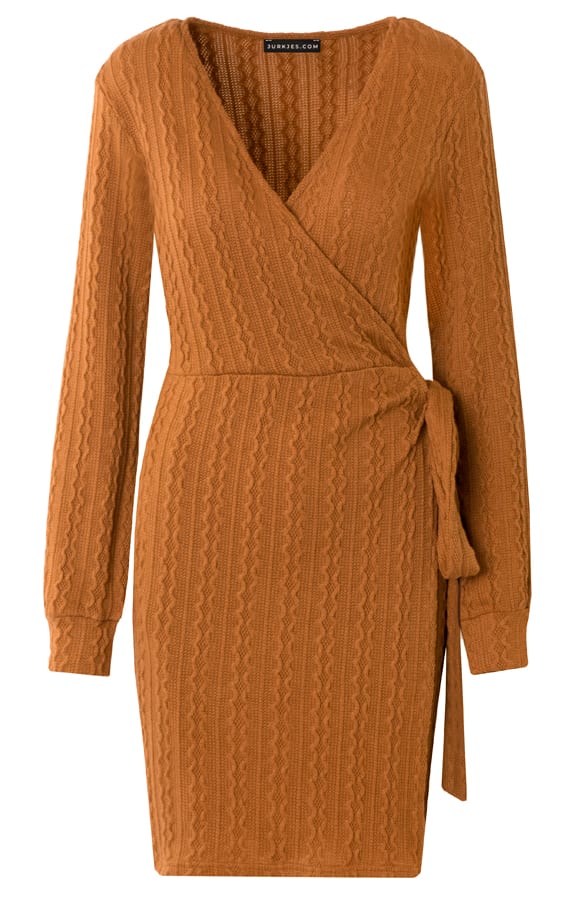 Overslag Strik Jurk Britney Cognac – shoparchief — foto 6