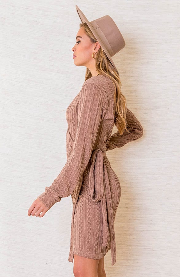 Overslag Strik Jurk Britney Taupe – shoparchief — foto 3