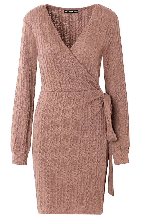 Overslag Strik Jurk Britney Taupe – shoparchief — foto 6