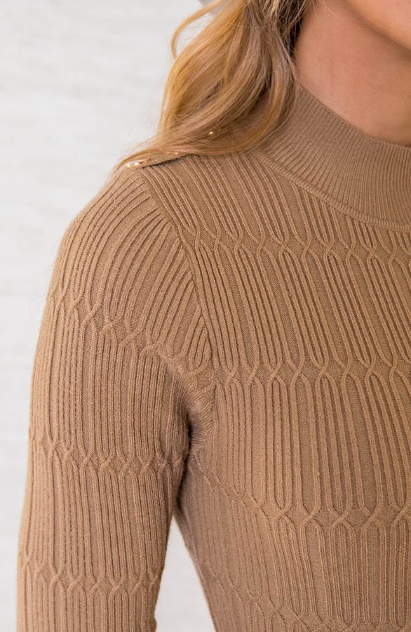 Patronen Jurk Met Sierknopen Krystel Camel – shoparchief — foto 4