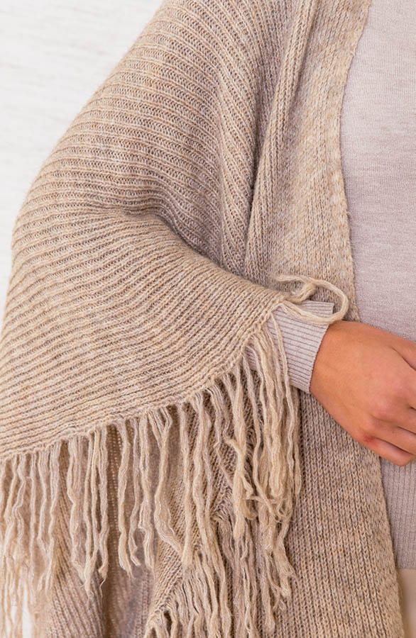 Poncho Met Franjes Roxanna Beige – shoparchief — foto 4