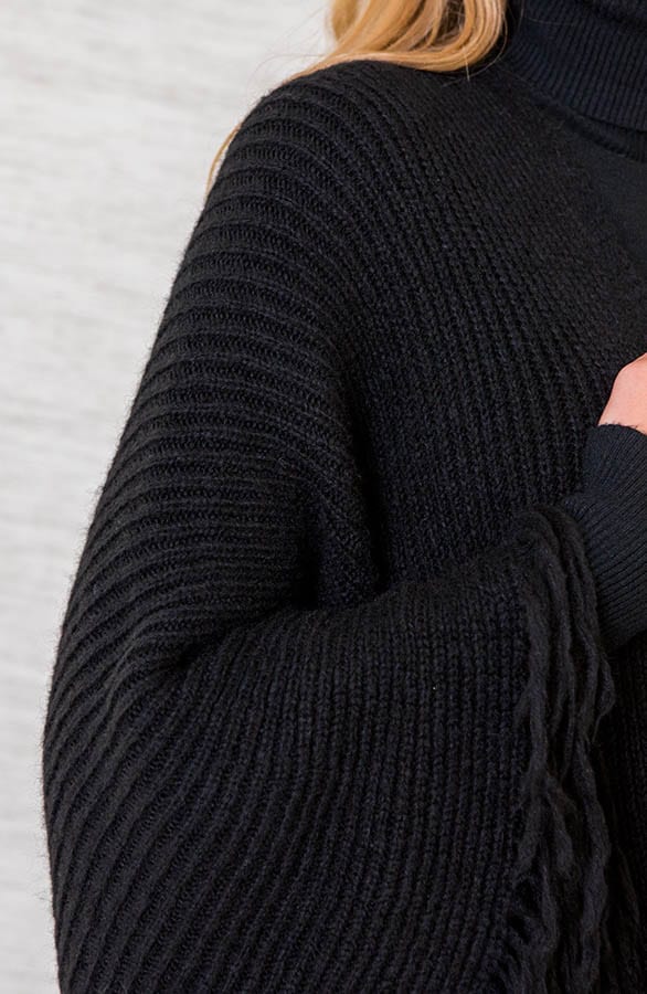 Poncho Met Franjes Roxanna Zwart – shoparchief — foto 4