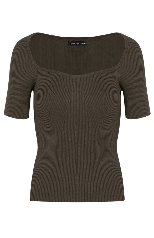 Rib Top Vierkante Hals Milly Army – shoparchief