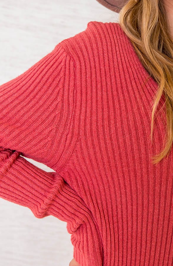 Ribstof Midi V-hals Jurk Dionne Blush Pink – shoparchief — foto 4