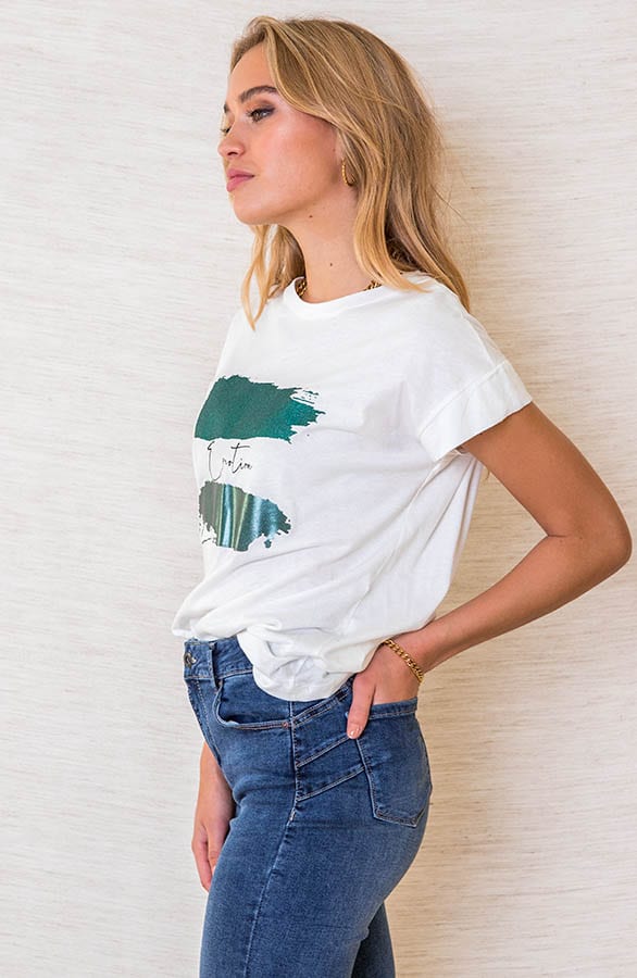 Trend Top Metallic Print Meggy Smaragd – shoparchief — foto 2
