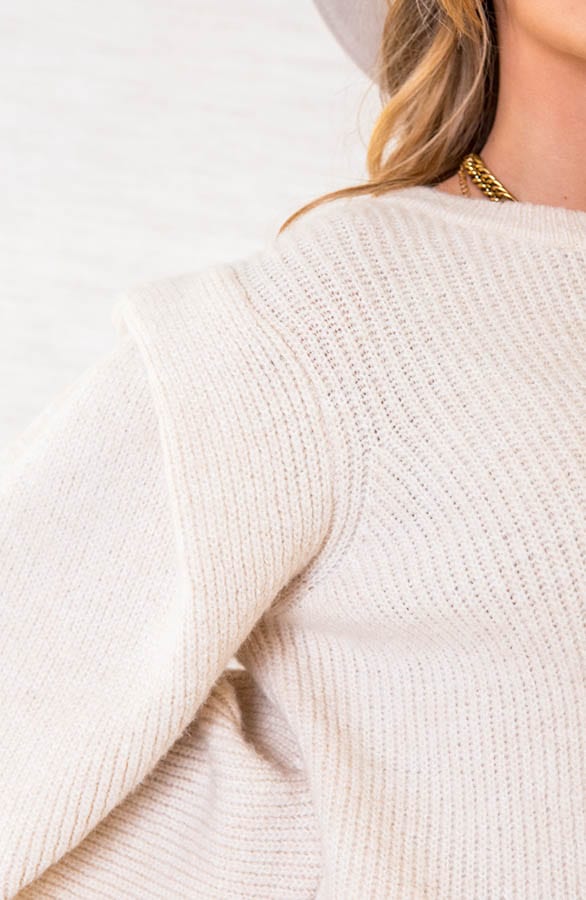 Trendy Shoulder Sweater Annabelle Beige – shoparchief — foto 4