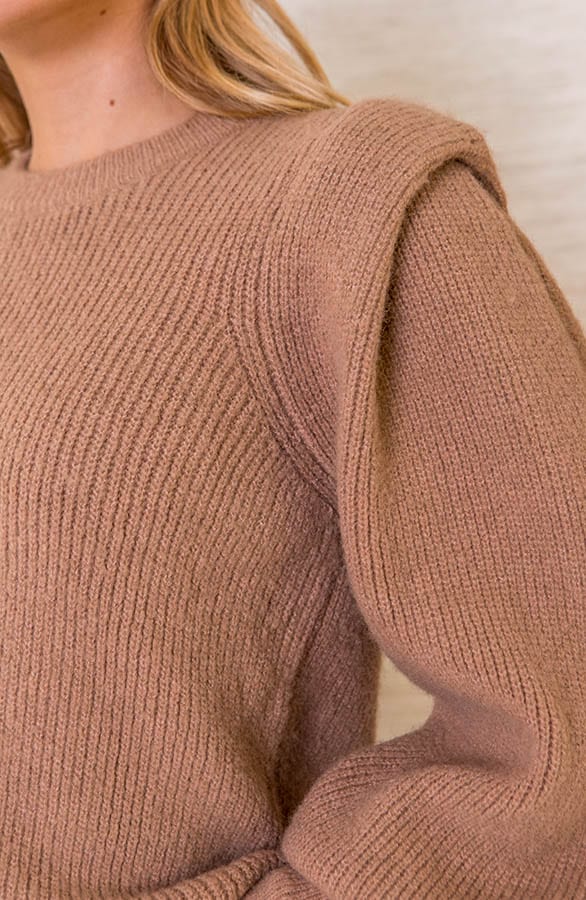 Trendy Shoulder Sweater Annabelle Camel – shoparchief — foto 4