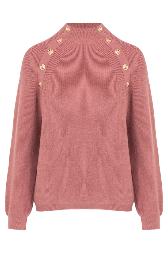 Trui Met Gouden Knopen Lies Oud Roze – shoparchief — foto 7