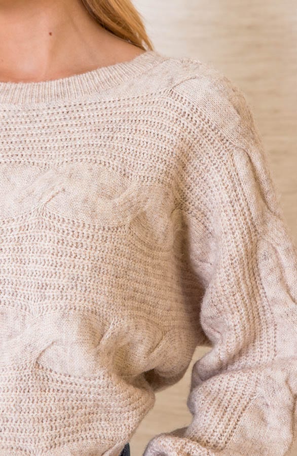 Trui Met Kabelpatroon Juune Beige – shoparchief — foto 4