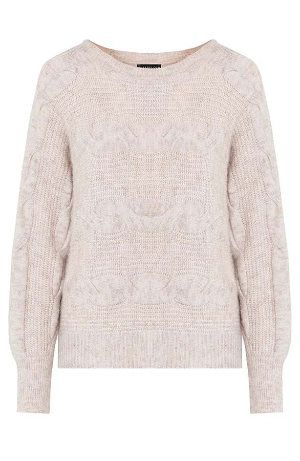 Trui Met Kabelpatroon Juune Beige – shoparchief — foto 5