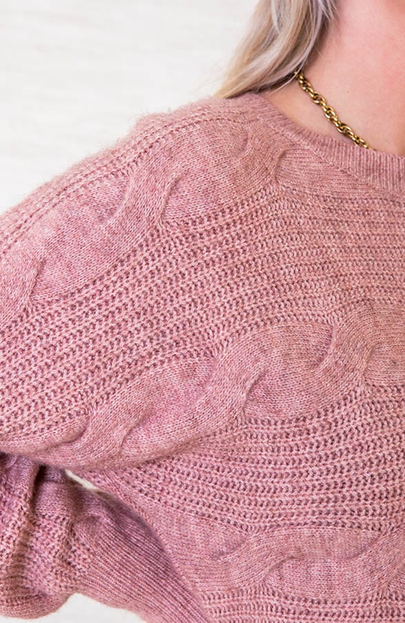 Trui Met Kabelpatroon Juune Oud Roze – shoparchief — foto 2