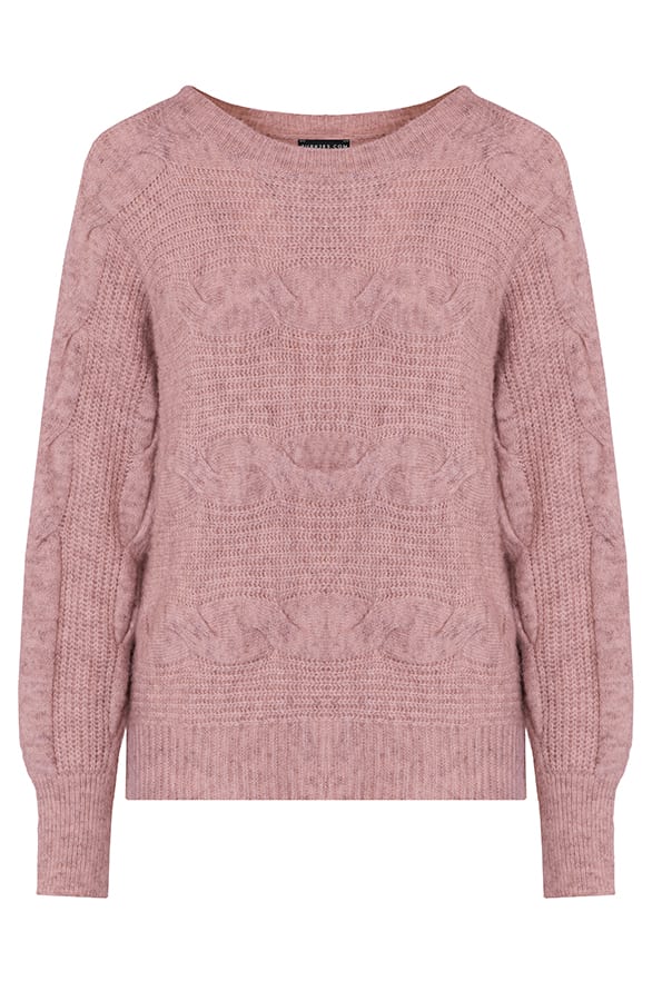 Trui Met Kabelpatroon Juune Oud Roze – shoparchief