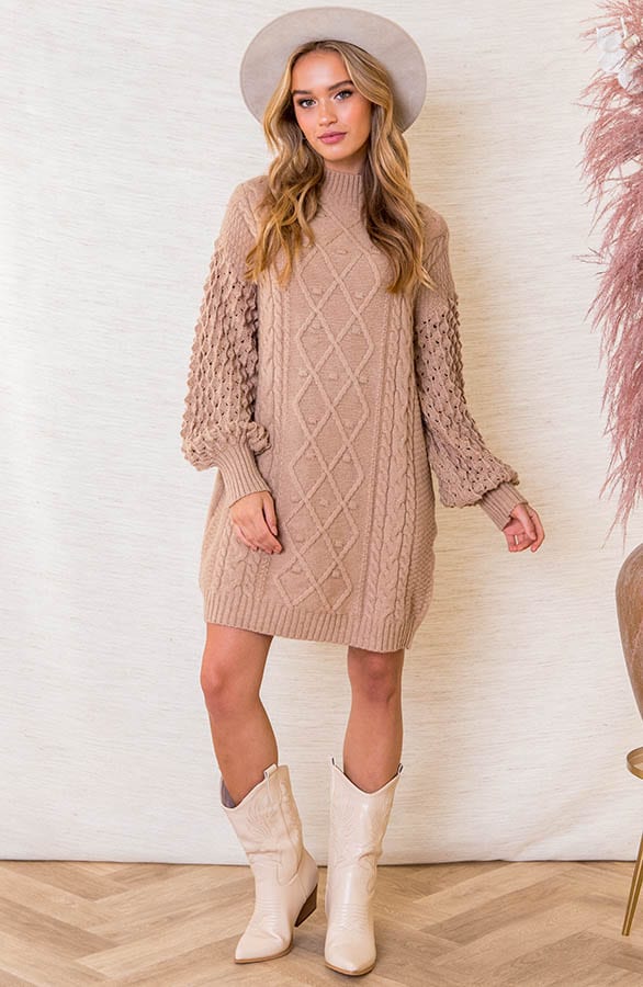 Tuniek Met Kabelpatroon Naomy Camel – shoparchief