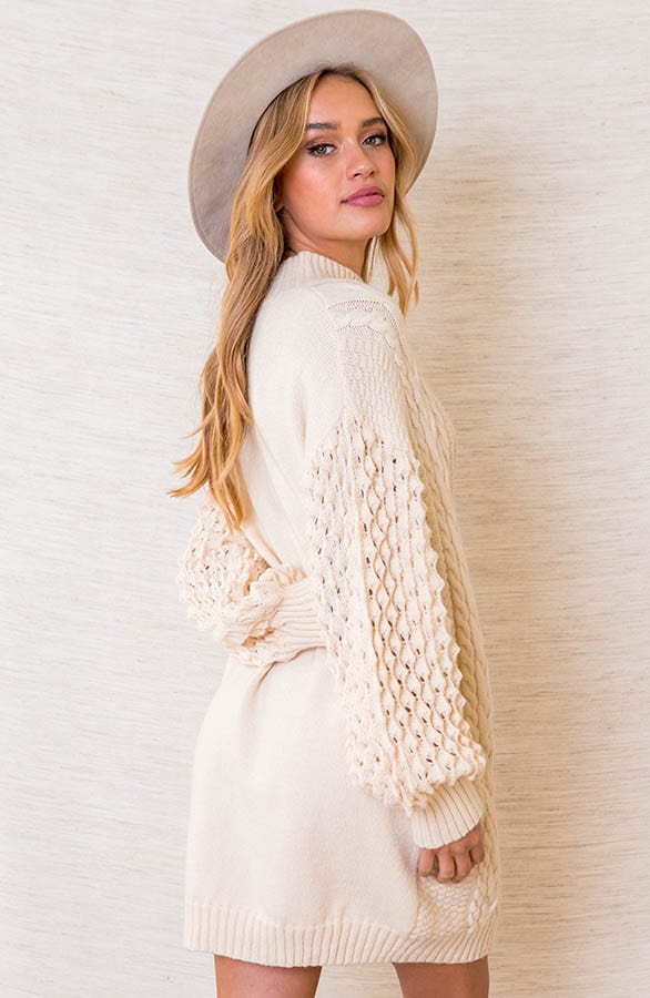 Tuniek Met Kabelpatroon Naomy Ecru – shoparchief