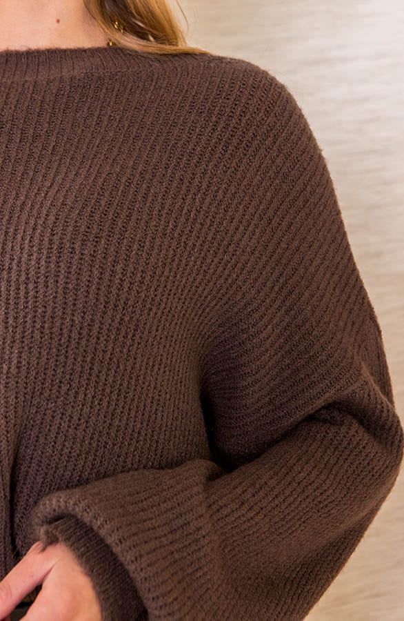 Zacht Gebreide Oversized Trui Emmy Bruin – shoparchief — foto 4
