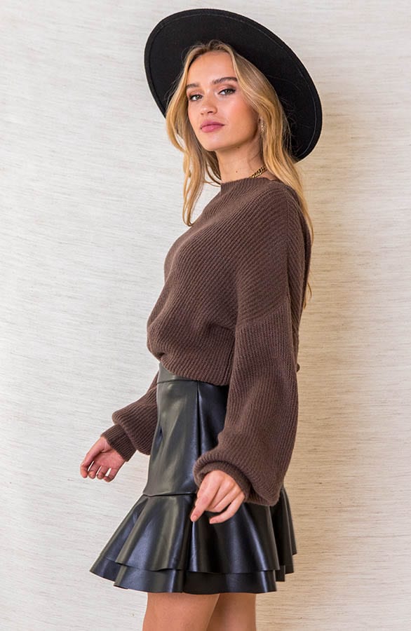 Zacht Gebreide Oversized Trui Emmy Bruin – shoparchief — foto 2