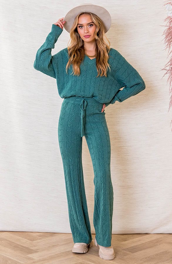 Zachtgebreide Kabelpatroon Broek Janice Oase – shoparchief — foto 4