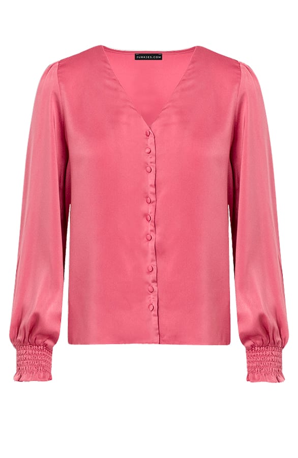Zijden Blouse Met knopen Myla Blush Pink – shoparchief — foto 5