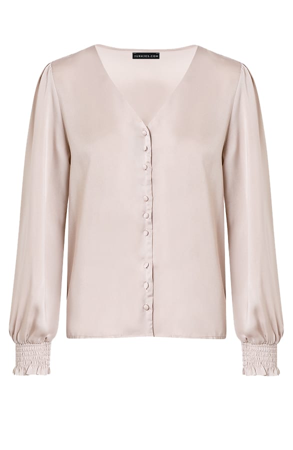 Zijden Blouse Met knopen Myla Champagne – shoparchief — foto 6