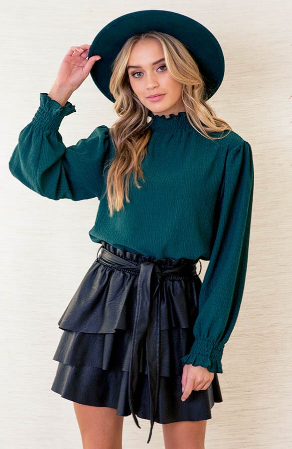 Col Blouse Dames Philley Smaragd – shoparchief