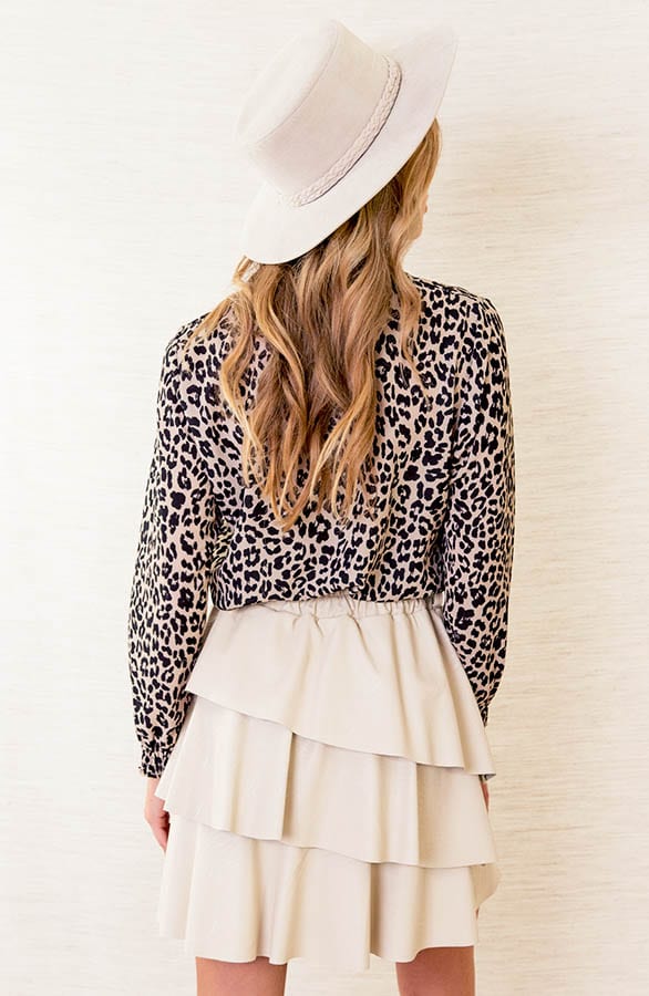 Col Blouse Met Panterprint Philley Beige – shoparchief — foto 3